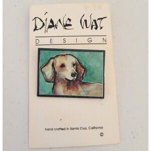 Vintage Diane Wat Design Golden Retriever Dog Brooch Pin Art To Wear Yellow Lab
